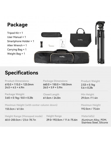 SmallRig 4475 Treppiede video con...